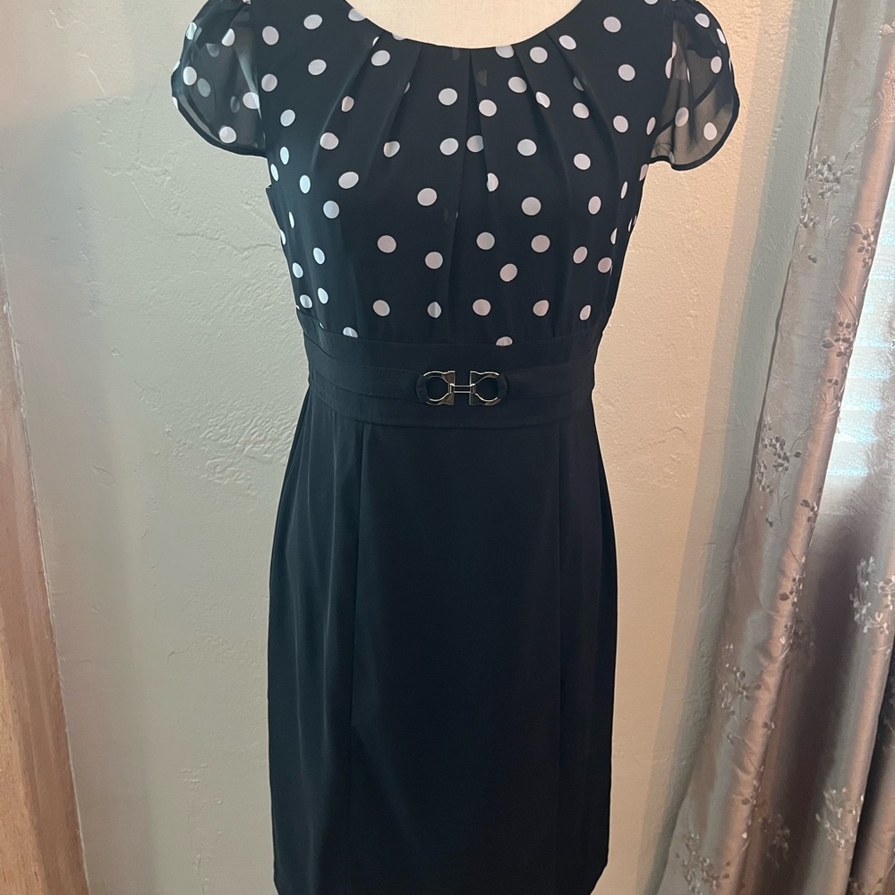 Alyx Size 6 Empire Waist Polka Dot Sheath Dress with Flutter Sleeves
